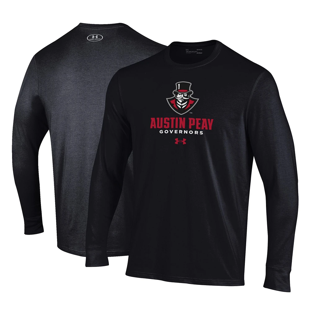 Men's Under Armour Black Austin Peay State Governors Performance Long Sleeve T-Shirt