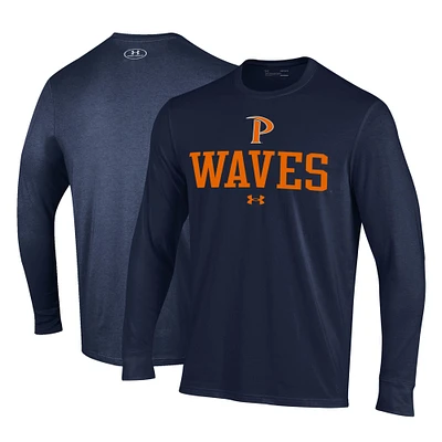 Men's Under Armour Navy Pepperdine Waves Performance Long Sleeve T-Shirt