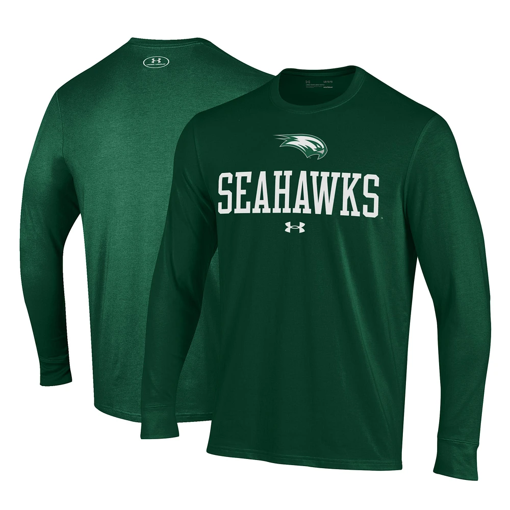 Men's Under Armour Green Wagner College Seahawks Performance Long Sleeve T-Shirt