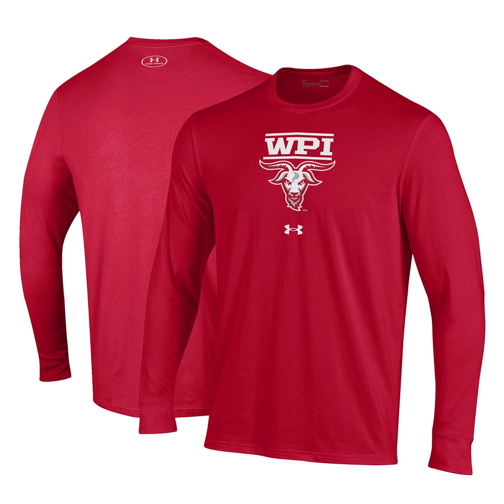 Men's Under Armour Red Worcester Polytechnic Institute Engineers Performance Long Sleeve T-Shirt