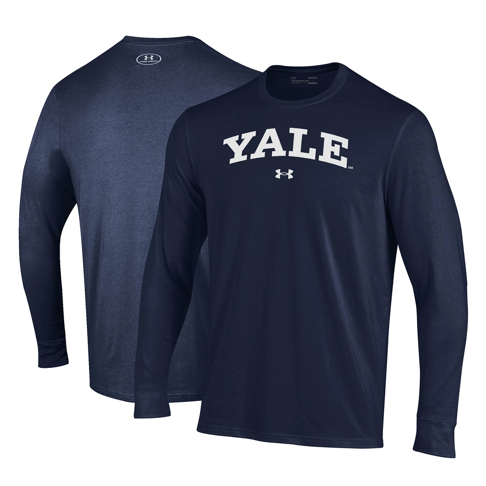 Men's Under Armour Navy Yale Bulldogs Performance Long Sleeve T-Shirt