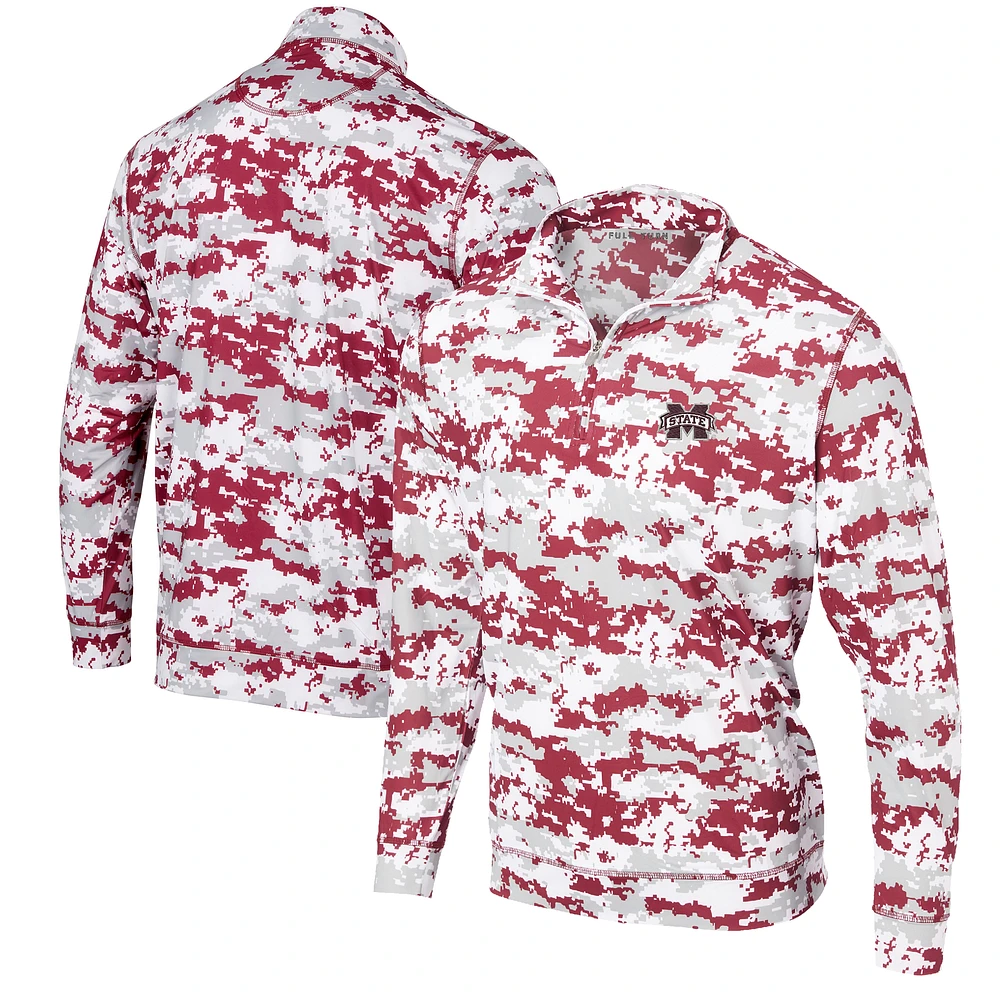 Men's Maroon Mississippi State Bulldogs Digital Camo Performance Quarter-Zip Pullover Jacket