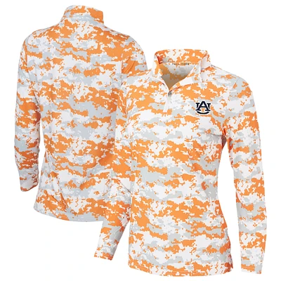 Women's Orange Auburn Tigers Digital Camo Performance Quarter-Zip Pullover Jacket