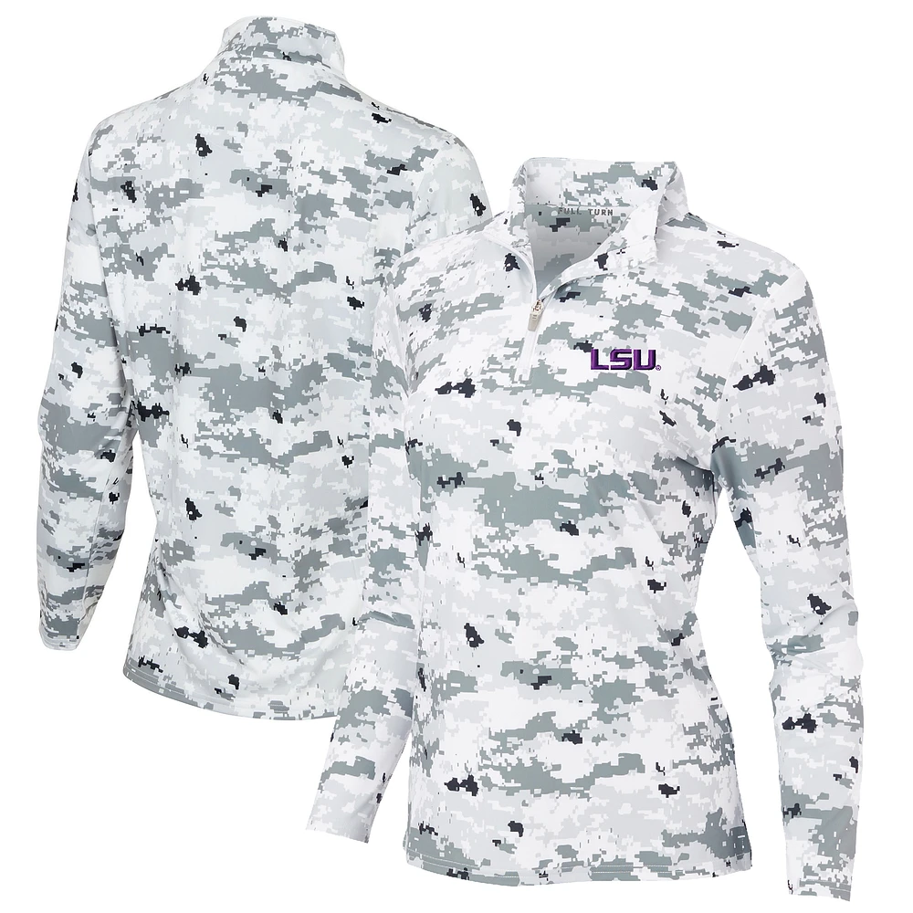 Women's White LSU Tigers Digital Camo Performance Quarter-Zip Pullover Jacket