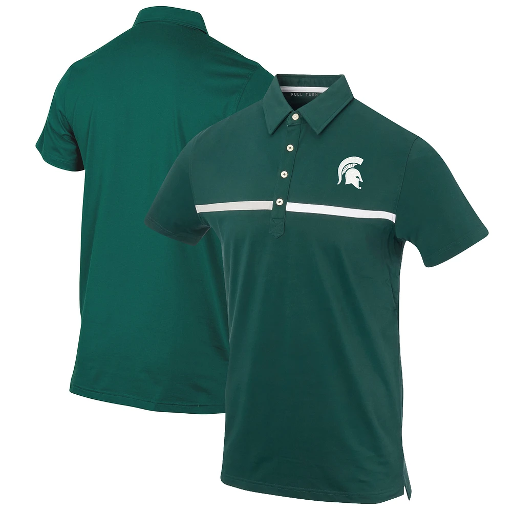 Men's Green Michigan State Spartans Color Blocked Stretch Polo