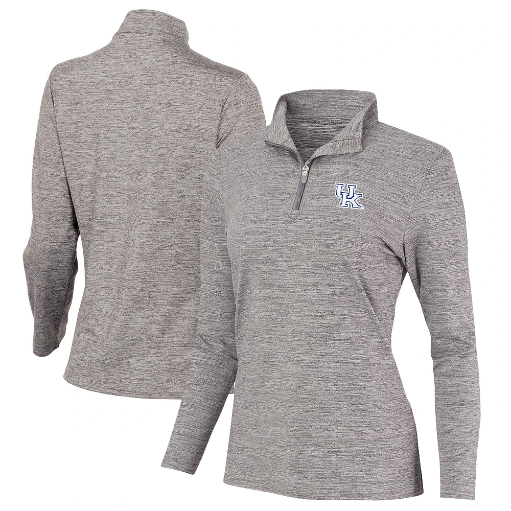 Women's Heathered Gray Kentucky Wildcats Peached Marled Yarn Quarter-Zip Pullover Jacket