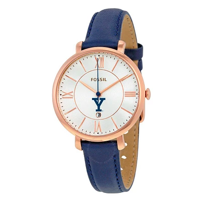 Women's Fossil Navy Yale Bulldogs Jacqueline Leather Watch