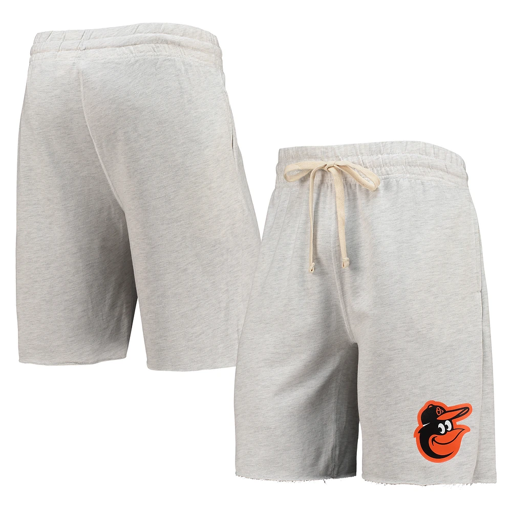 Men's Concepts Sport Oatmeal Baltimore Orioles Mainstream Terry Tri-Blend Shorts