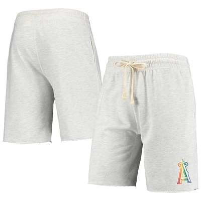 Men's Concepts Sport Oatmeal Los Angeles Angels Mainstream Logo Terry Tri-Blend Shorts