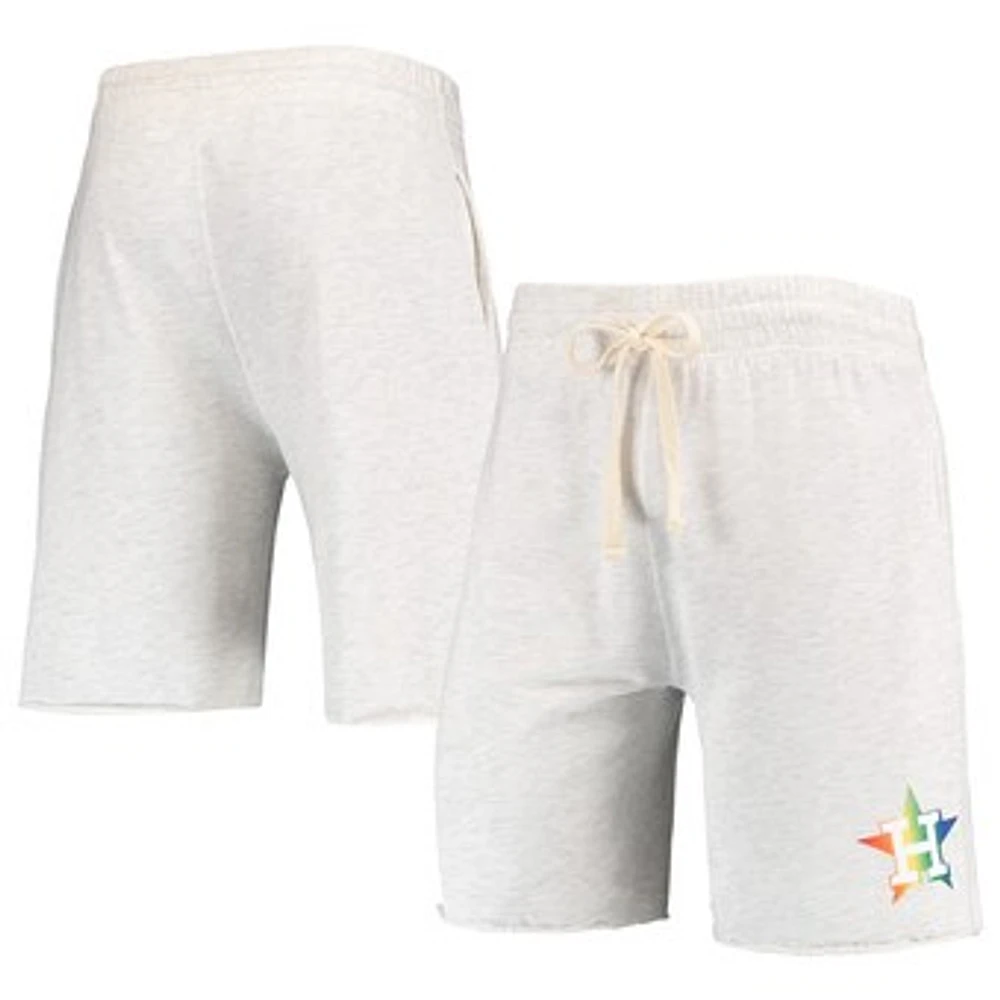 Men's Concepts Sport Oatmeal Houston Astros Mainstream Logo Terry Tri-Blend Shorts