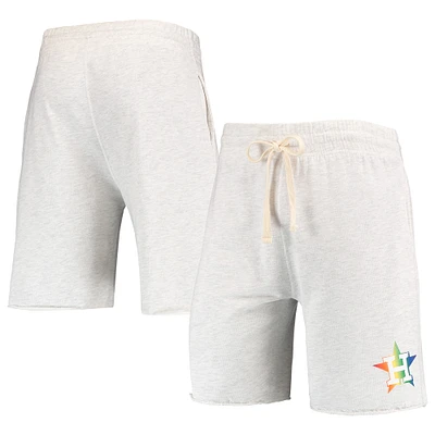 Men's Concepts Sport Oatmeal Houston Astros Mainstream Logo Terry Tri-Blend Shorts