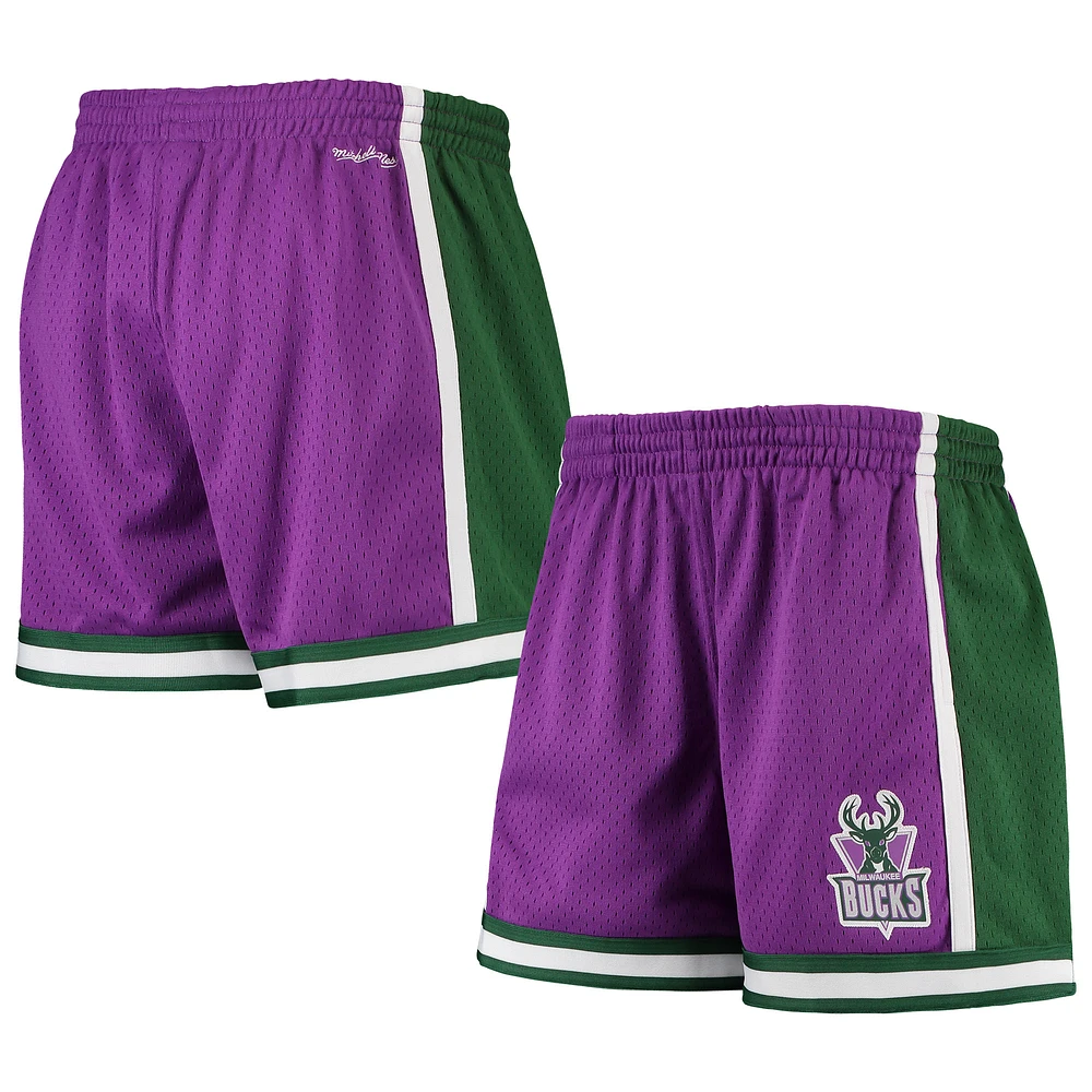 Women's Mitchell & Ness Purple Milwaukee Bucks Jump Shot Shorts