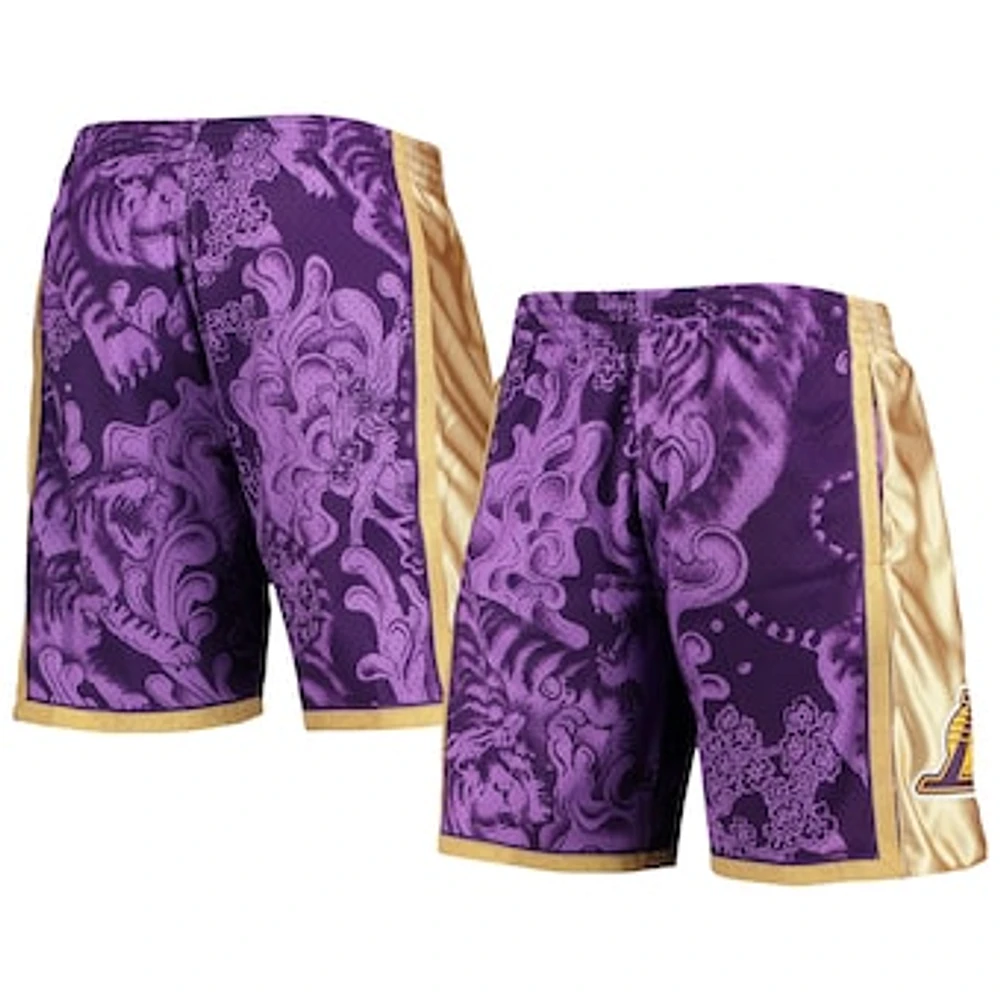 Men's Mitchell & Ness Purple Los Angeles Lakers Hardwood Classics Lunar New Year Swingman Shorts
