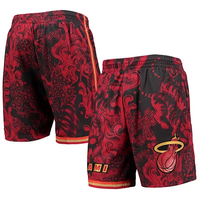 Men's Mitchell & Ness Red Miami Heat Hardwood Classics Lunar New Year Swingman Shorts