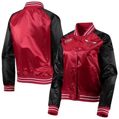 Women's Mitchell & Ness Red Chicago Bulls Hardwood Classics Raglan Satin Full-Snap Jacket