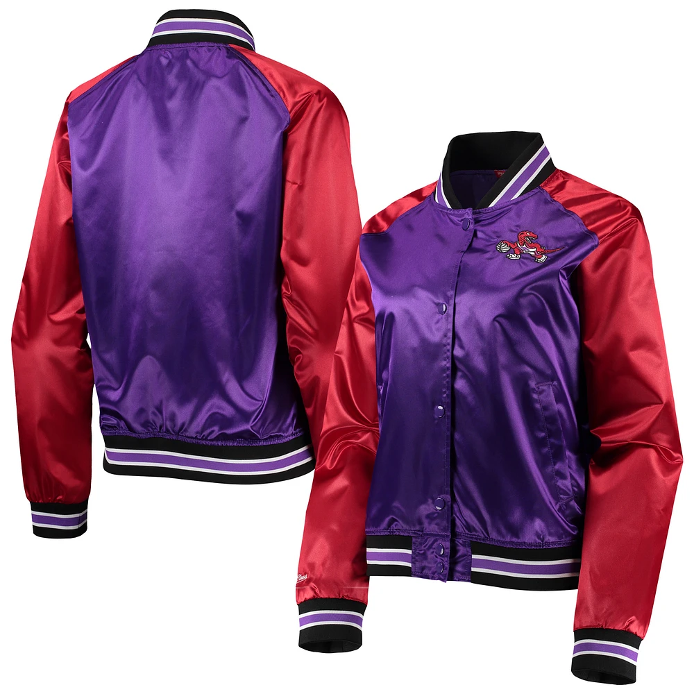 Women's Mitchell & Ness Purple Toronto Raptors Hardwood Classics Raglan Satin Full-Snap Jacket