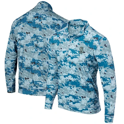 Men's Blue Seattle Mariners Digital Camo Performance Quarter-Zip Pullover Jacket