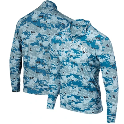 Men's Royal Kansas City Royals Digital Camo Performance Quarter-Zip Pullover Jacket