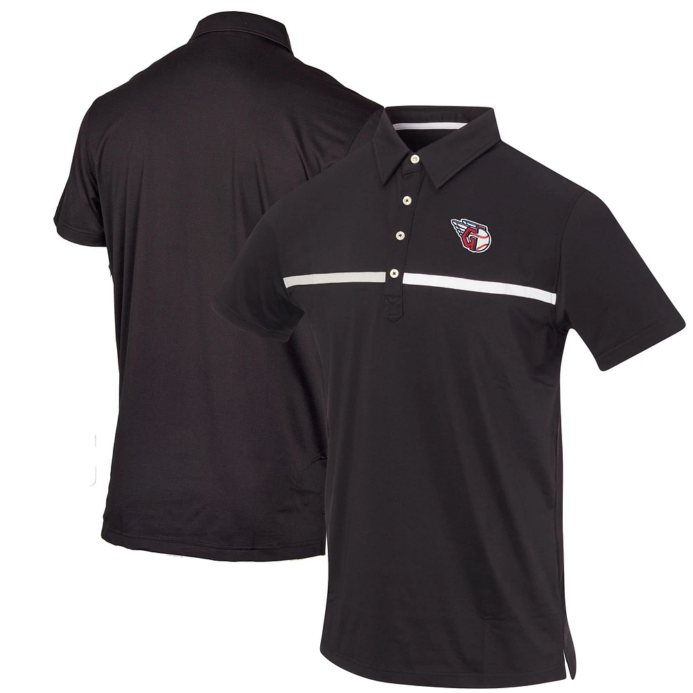 Men's Black Cleveland Guardians Color Blocked Stretch Polo