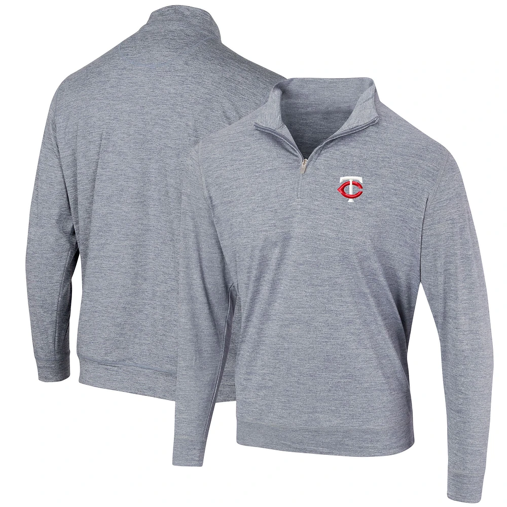 Men's Heathered Navy Minnesota Twins Peached Marled Yarn Quarter-Zip Pullover Jacket