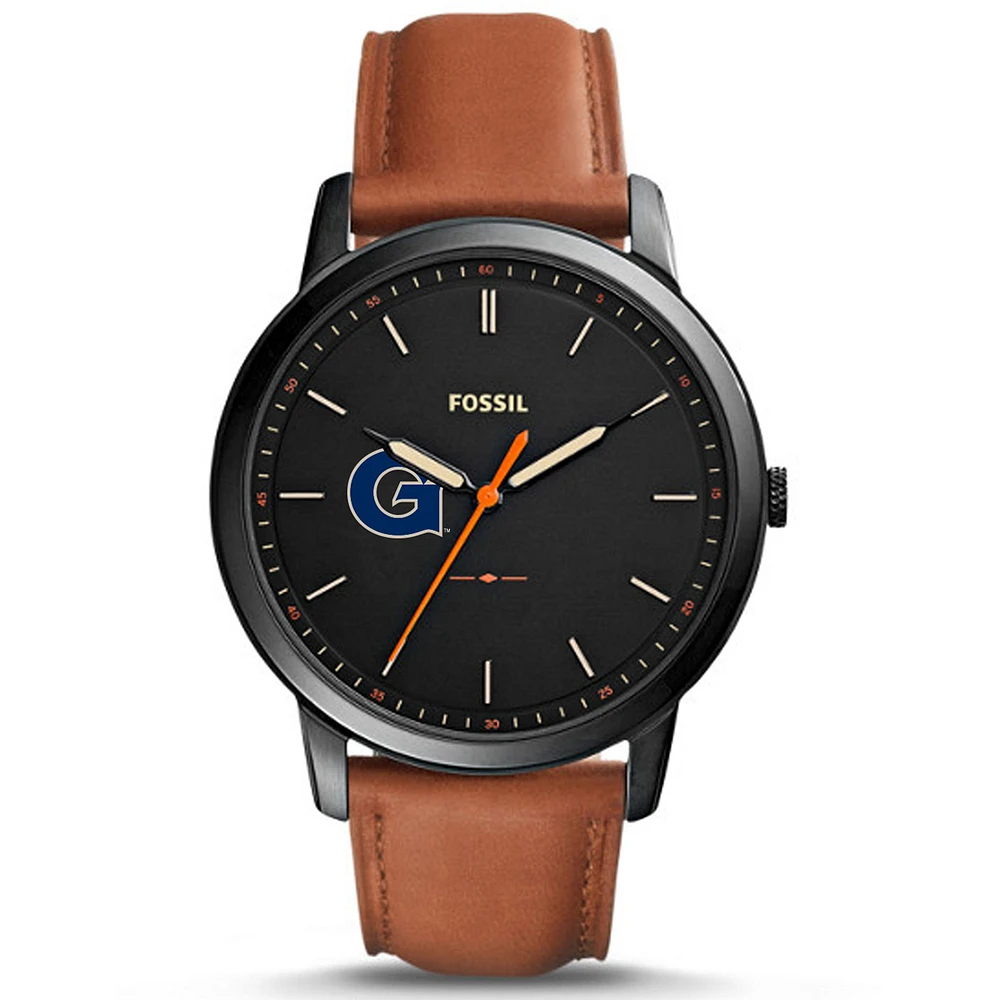 Fossil Georgetown Hoyas The Minimalist Slim Light Brown Leather Watch