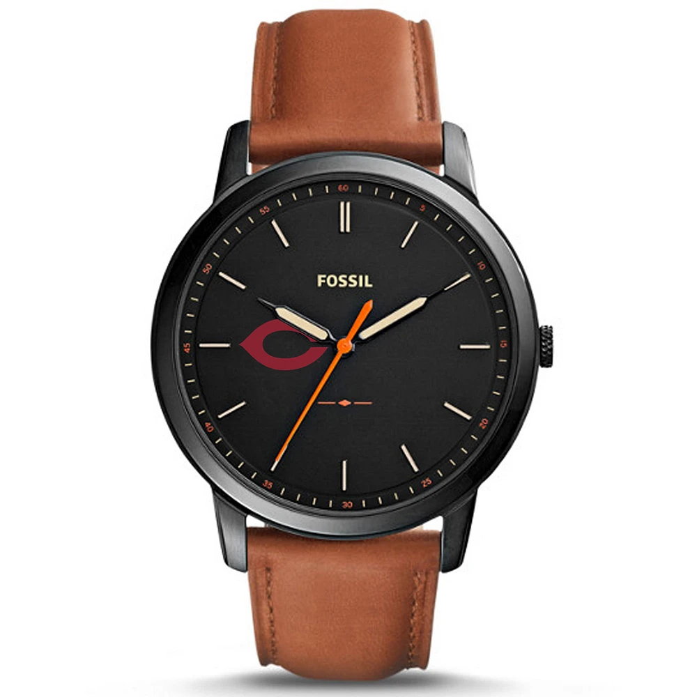 Fossil UChicago Maroons The Minimalist Slim Light Brown Leather Watch