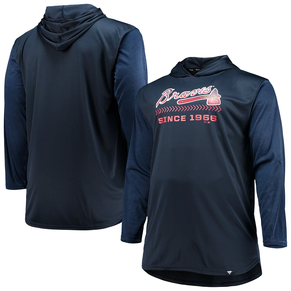 Men's Navy/Heathered Navy Atlanta Braves Big & Tall Wordmark Club Pullover Hoodie