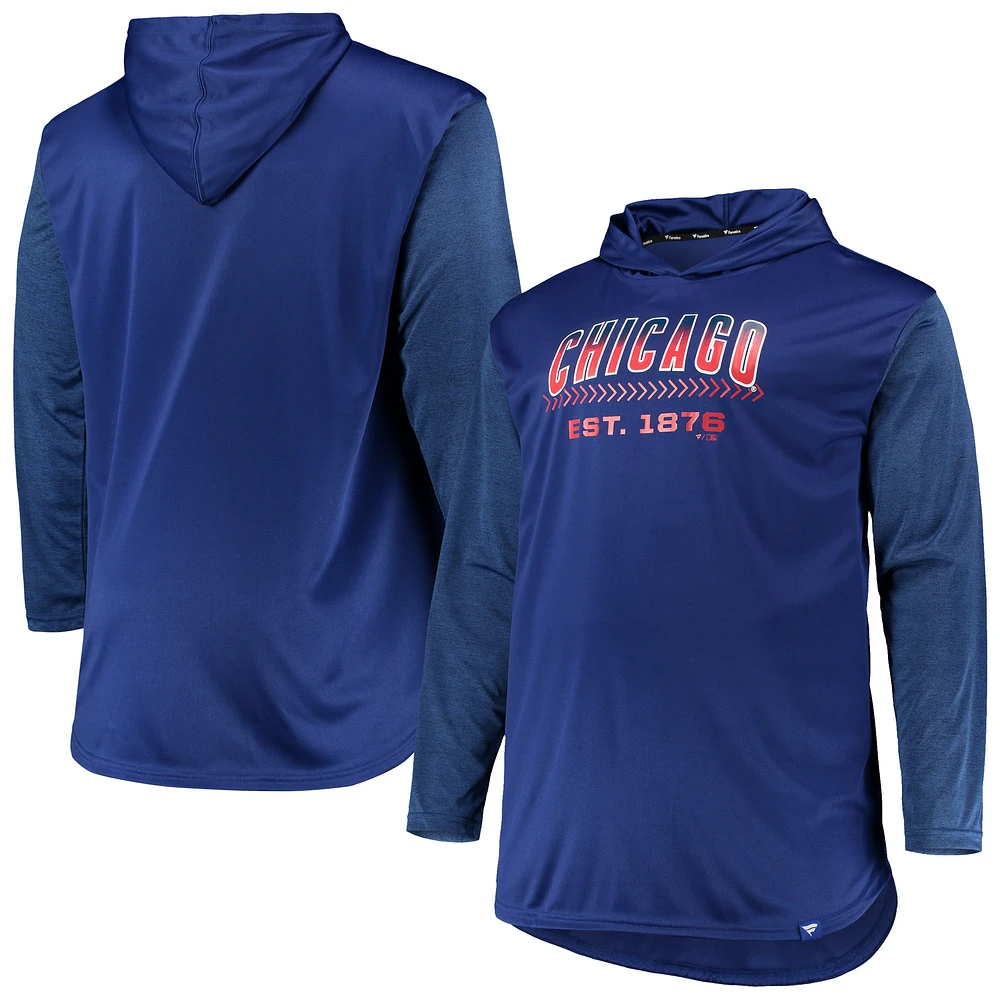 Men's Royal/Heathered Royal Chicago Cubs Big & Tall Wordmark Club Pullover Hoodie