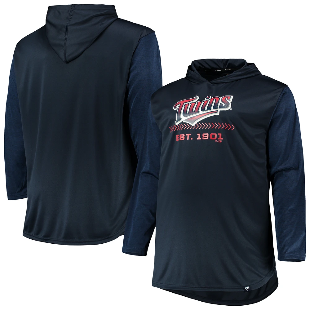 Men's Navy/Heathered Navy Minnesota Twins Big & Tall Wordmark Club Pullover Hoodie