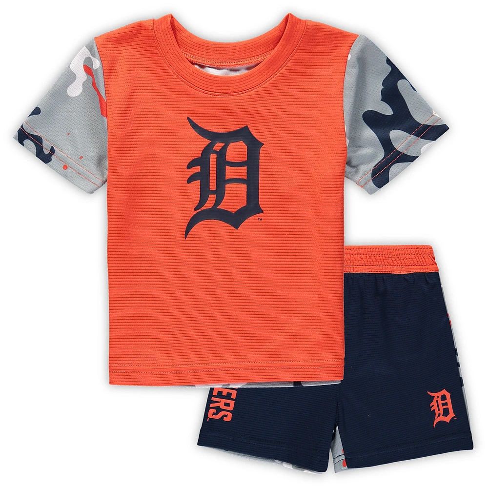 Newborn & Infant Orange/Navy Detroit Tigers Pinch Hitter T-Shirt & Shorts Set