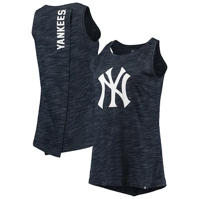 Women's New Era Navy New York Yankees Space Dye Back-Knot Tank Top