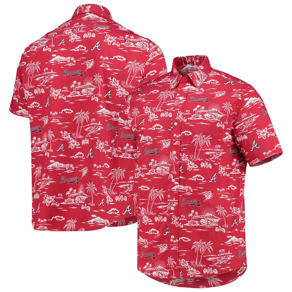 Men's Reyn Spooner Red Atlanta Braves Kekai Performance Button-Down Shirt