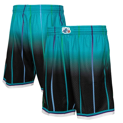 Men's Mitchell & Ness Teal/Black Charlotte Hornets 1995/96 Hardwood Classics Fadeaway Reload 3.0 Swingman Shorts