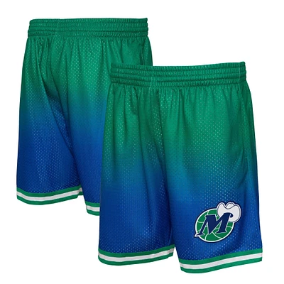 Men's Mitchell & Ness Green/Navy Dallas Mavericks 1998/99 Hardwood Classics Fadeaway Reload 3.0 Swingman Shorts