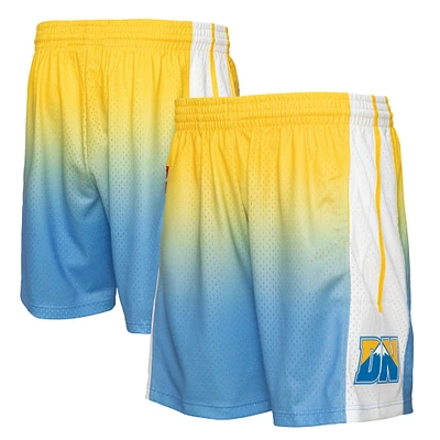 Men's Mitchell & Ness Yellow/Blue Denver Nuggets 2006/07 Hardwood Classics Fadeaway Reload 3.0 Swingman Shorts