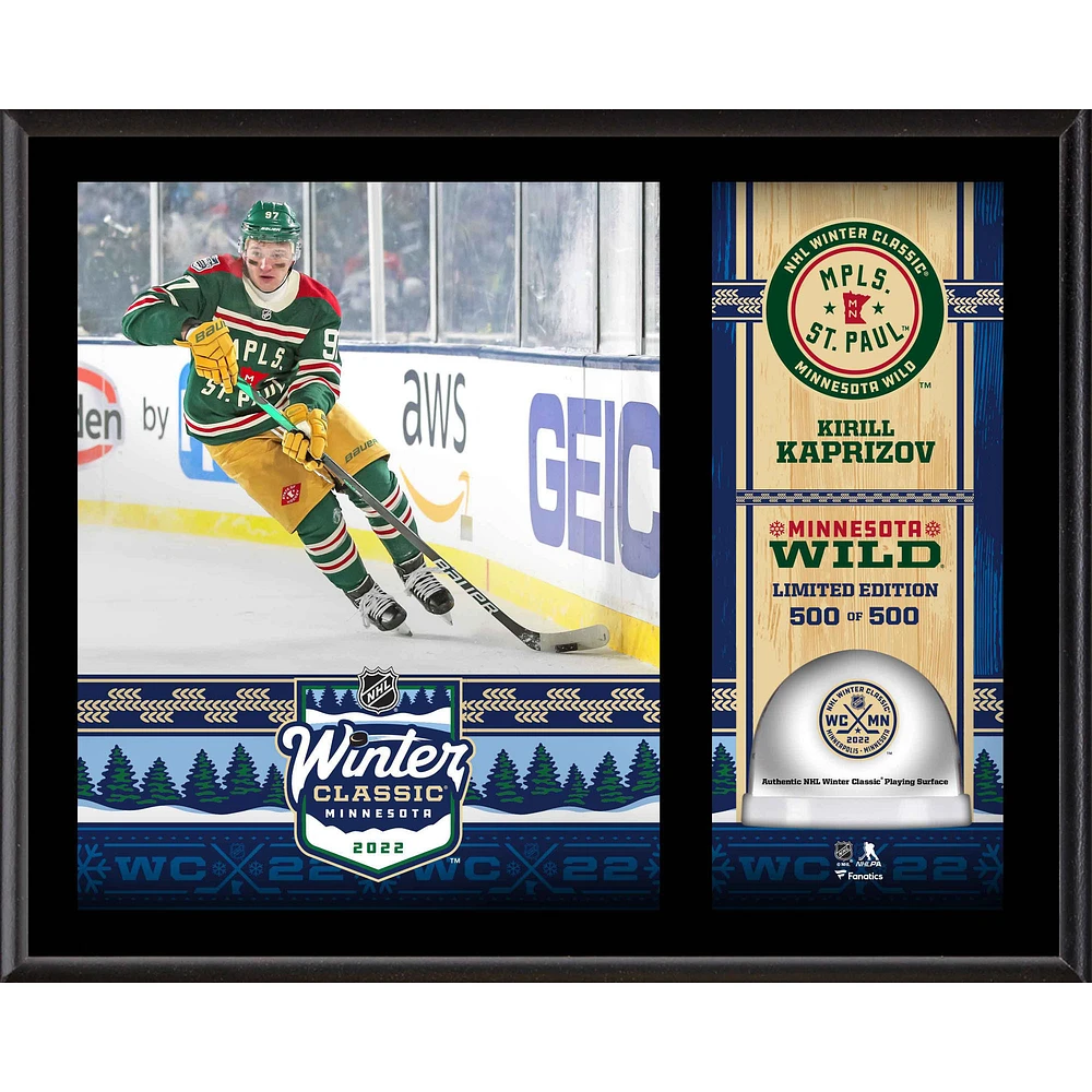 Kirill Kaprizov Minnesota Wild 2022 Winter Classic 12" x 15" Sublimated Plaque with Game-Used Ice