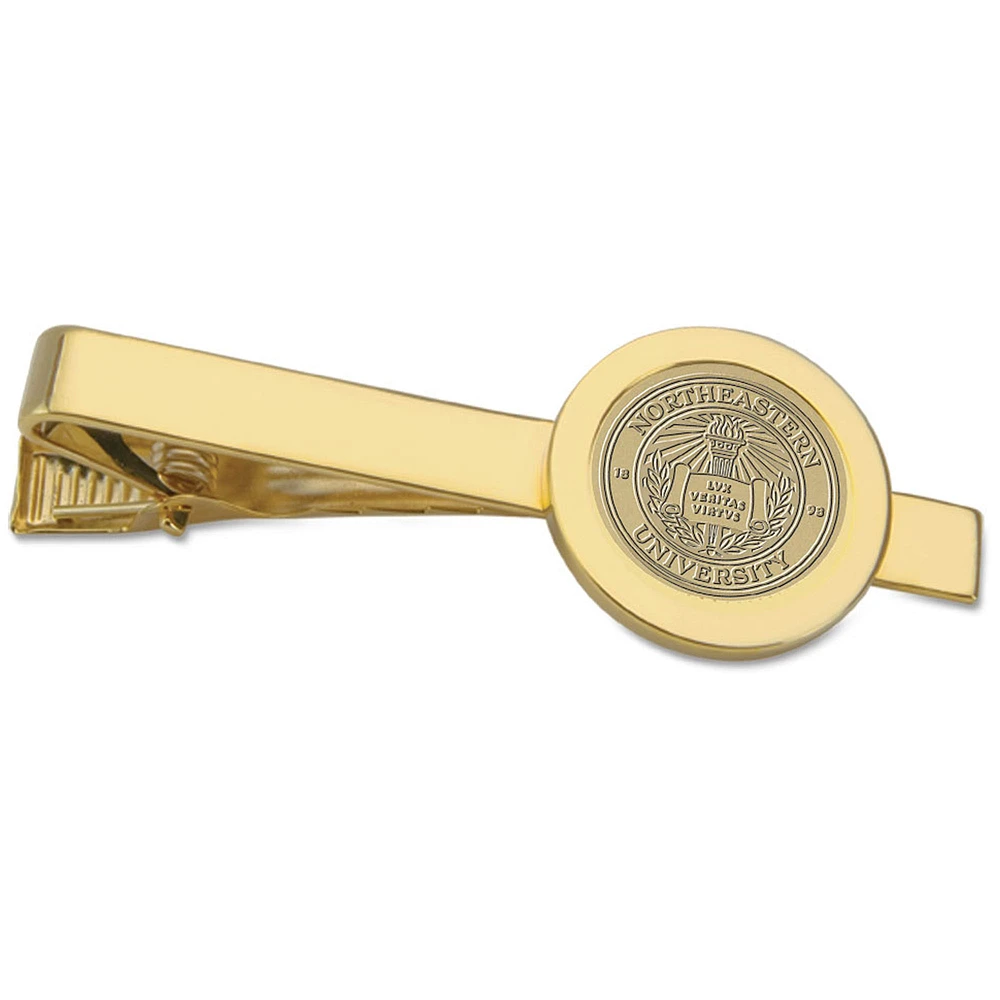 Gold Northeastern Huskies Logo Tie Bar