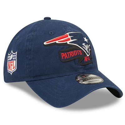 Youth New Era Navy New England Patriots 2022 Sideline Adjustable 9TWENTY Hat