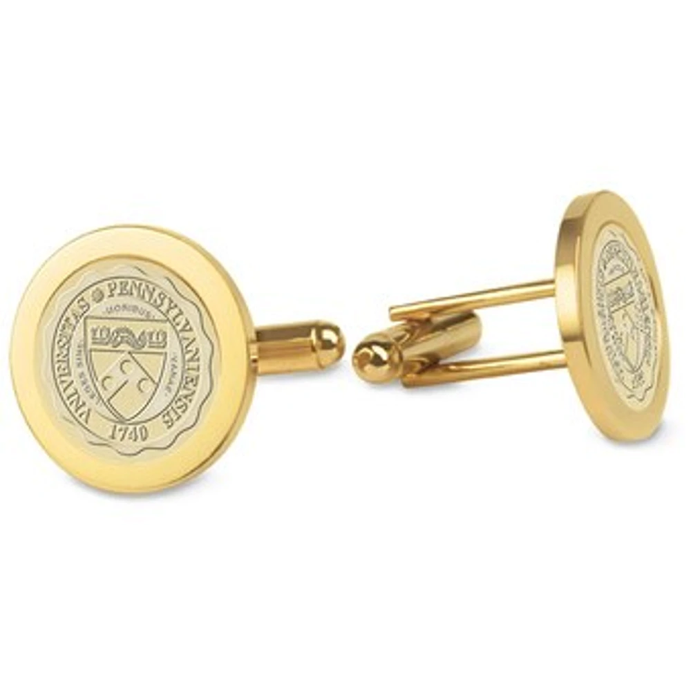 Gold Pennsylvania Quakers Logo Cufflinks
