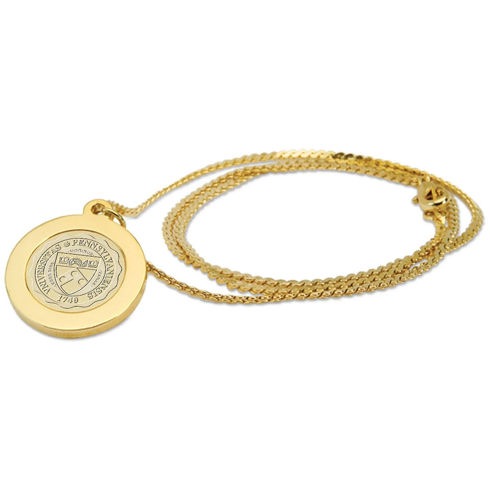 Women's Gold Pennsylvania Quakers Logo Pendant Necklace