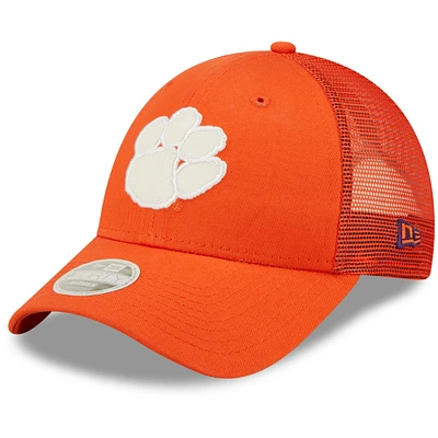 Women's New Era Orange Clemson Tigers 9FORTY Logo Spark Trucker Snapback Hat