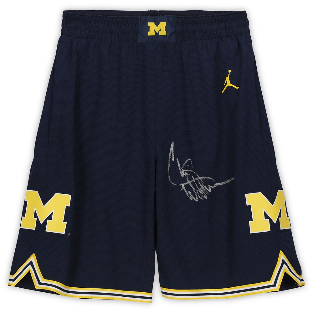 Chris Webber Michigan Wolverines Autographed Jordan Brand Navy Replica Basketball Shorts