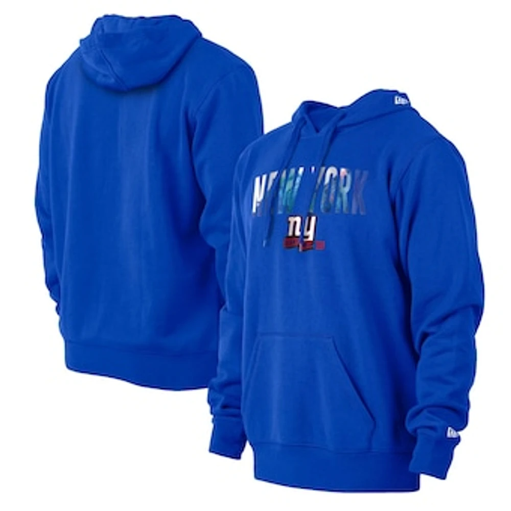 Men's New Era Royal New York Giants Ink Dye Pullover Hoodie