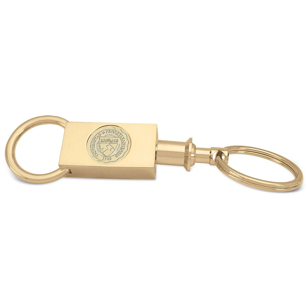 Gold Pennsylvania Quakers Two-Section Key Ring