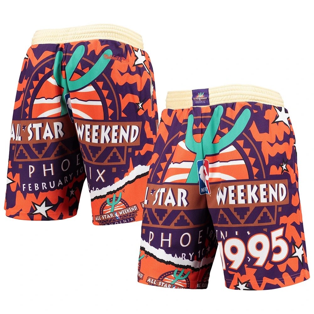 Men's Mitchell & Ness Orange/Purple Hardwood Classics 1995 All-Star Weekend Jumbotron 2.0 Mesh Shorts