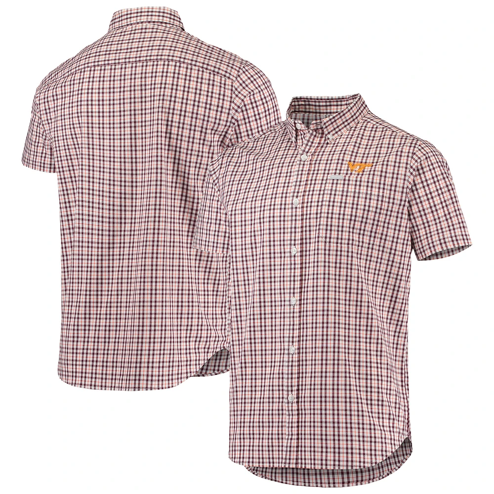 Men's Columbia Maroon Virginia Tech Hokies Rapid Rivers Logo Button-Down Shirt