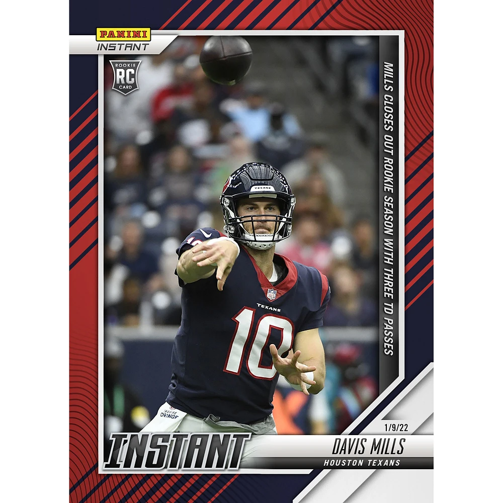 Davis Mills Houston Texans Fanatics Exclusive Parallel Panini Instant NFL Week 18 Mills Closes Out Rookie Season with 3-Touchdown Passes Single Trading Card - Limited Edition of 99