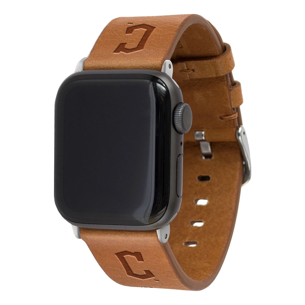 Tan Cleveland Guardians Leather Apple Watch Band