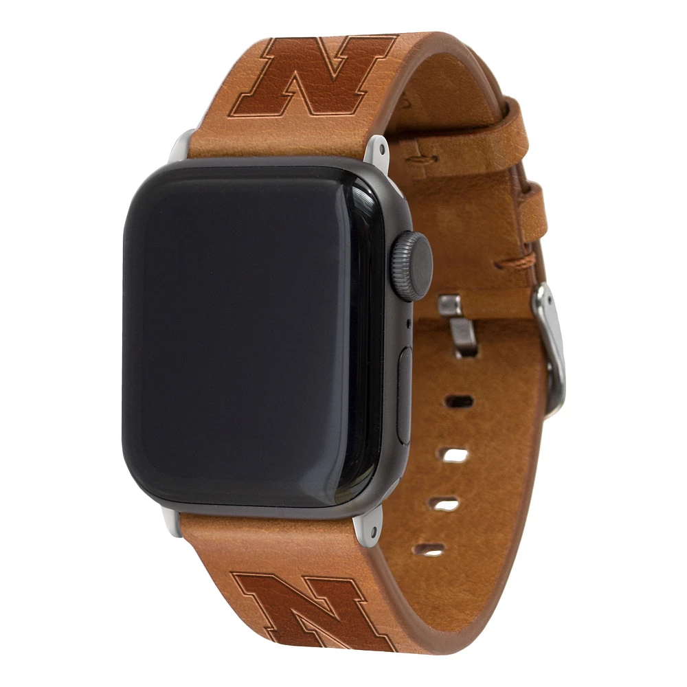 Tan Nebraska Huskers Leather Apple Watch Band