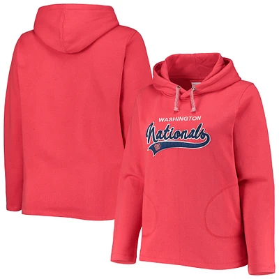 Women's Soft as a Grape Red Washington Nationals Plus Side Split Pullover Hoodie